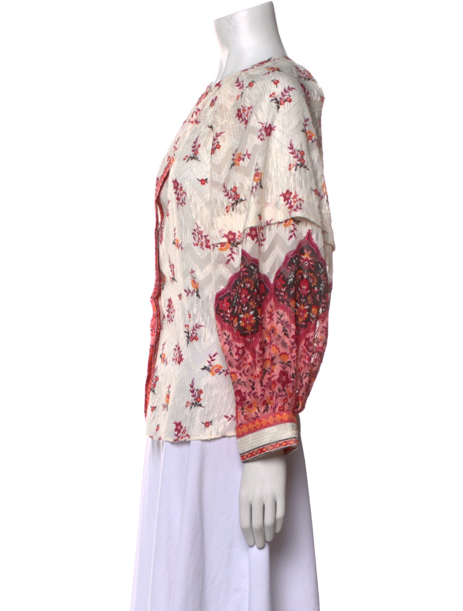 Ronny Kobo Floral Print Crew Neck Blouse w/ Tags