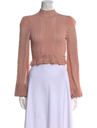 Ronny Kobo Mock Neck Long Sleeve Crop Top