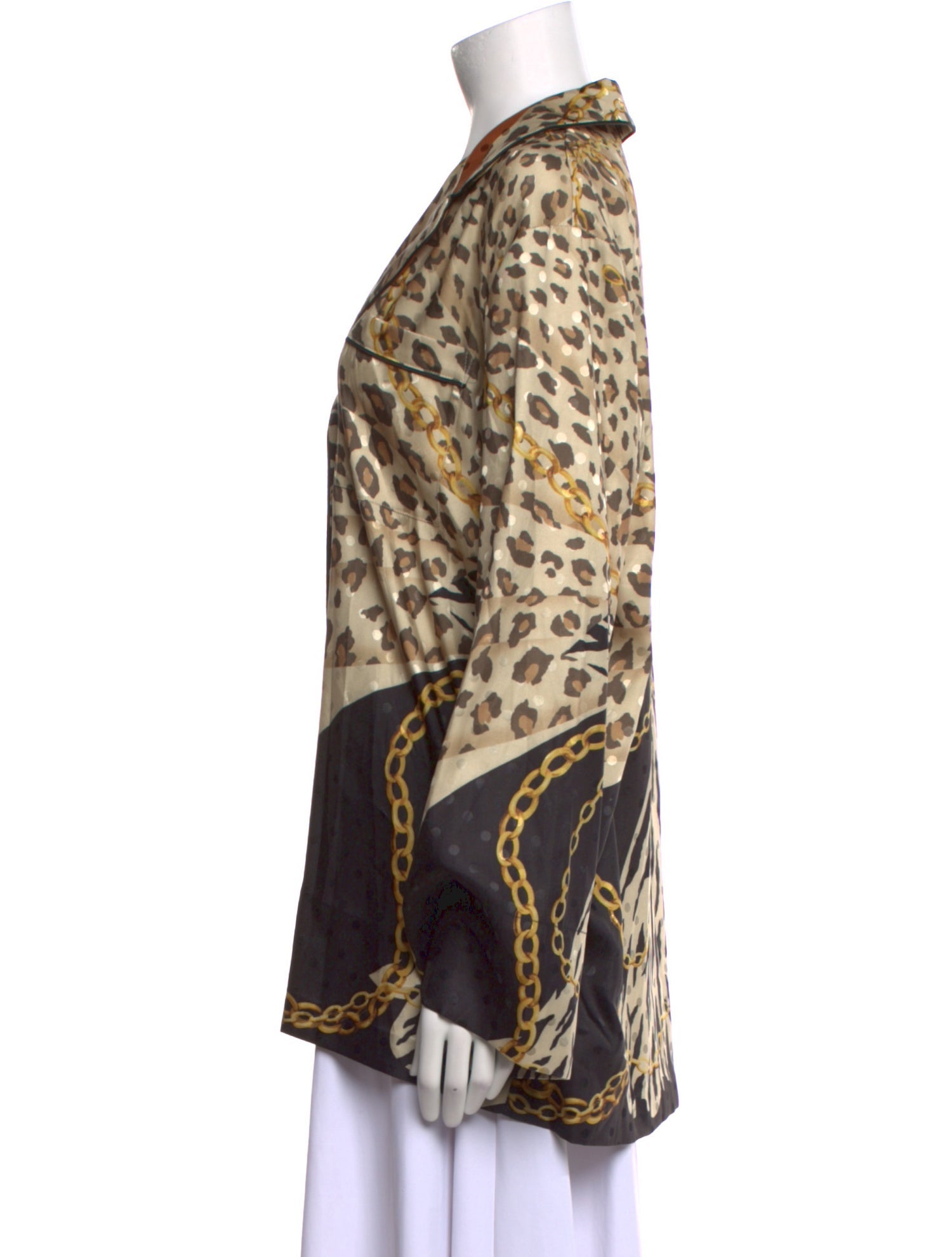 Ronny Kobo Animal Print Long Sleeve Button-Up Top w/ Tags