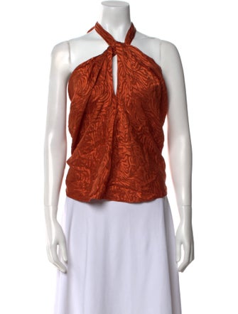 Ronny Kobo Silk Halterneck Crop Top