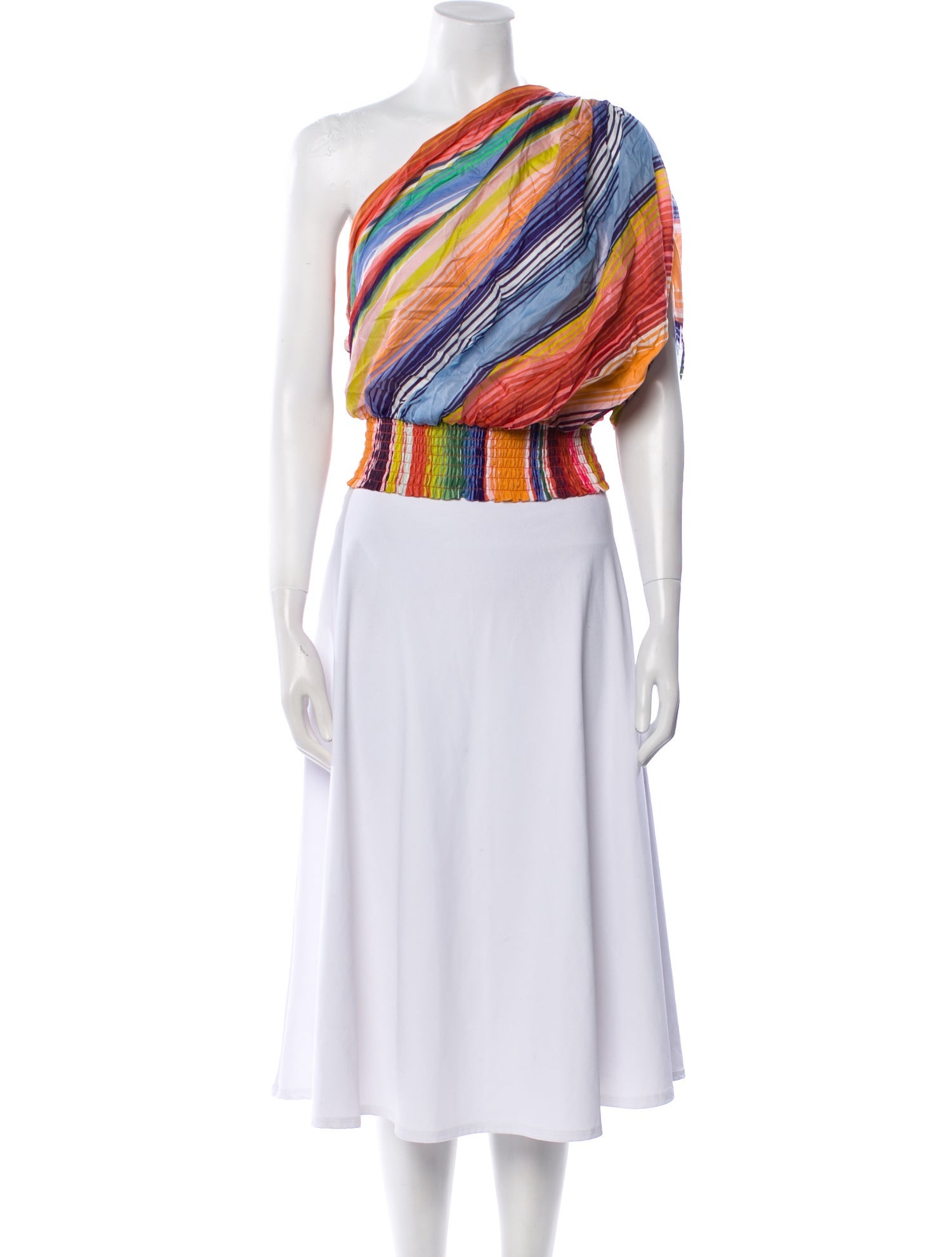 Ronny Kobo Striped One-Shoulder Crop Top