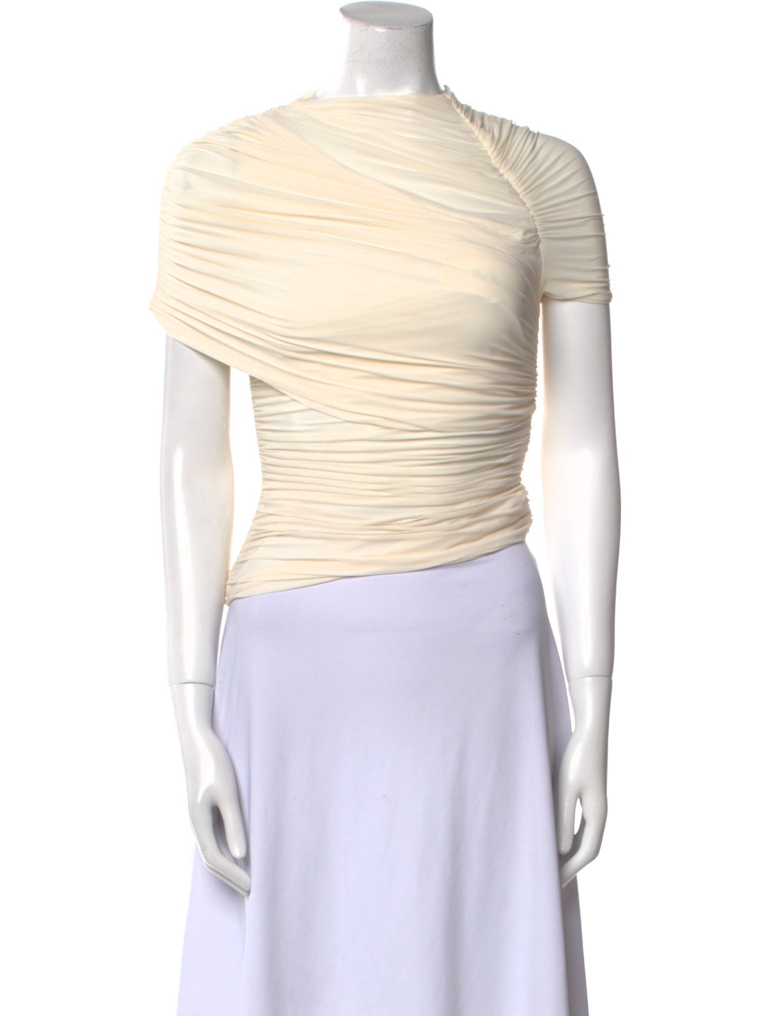 Ronny Kobo Bateau Neckline Short Sleeve Crop Top