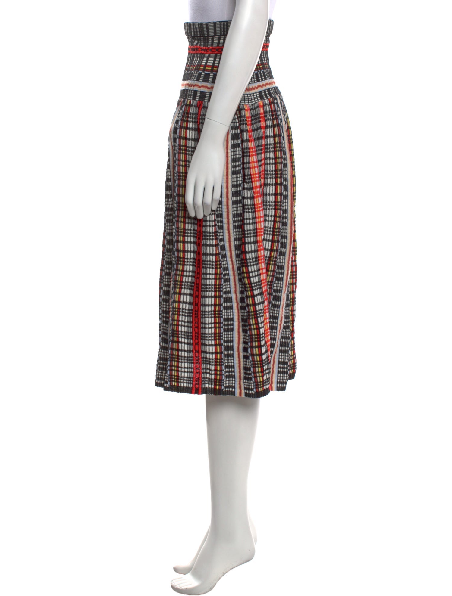 Ronny Kobo Plaid Print Midi Length Skirt