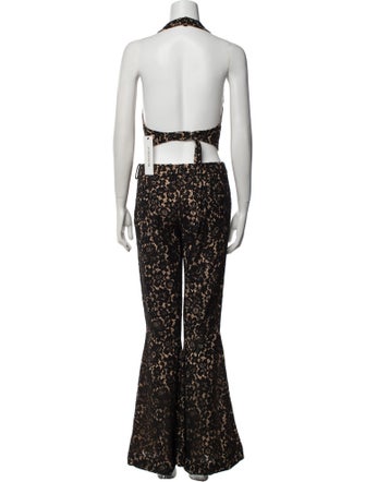 Ronny Kobo Lace Pattern Lace Trim Embellishment Pant Set