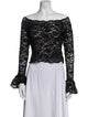 Ronny Kobo Lace Pattern Off-The-Shoulder Crop Top