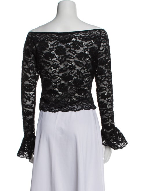 Ronny Kobo Lace Pattern Off-The-Shoulder Crop Top