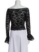 Ronny Kobo Lace Pattern Off-The-Shoulder Crop Top