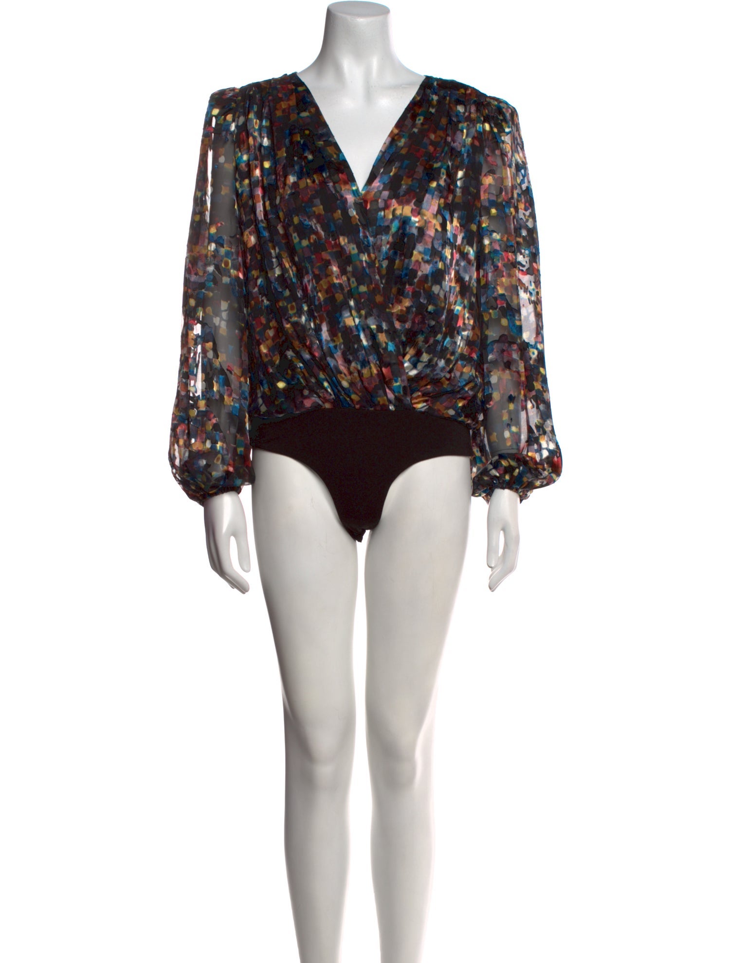 Ronny Kobo Floral Print V-Neck Bodysuit