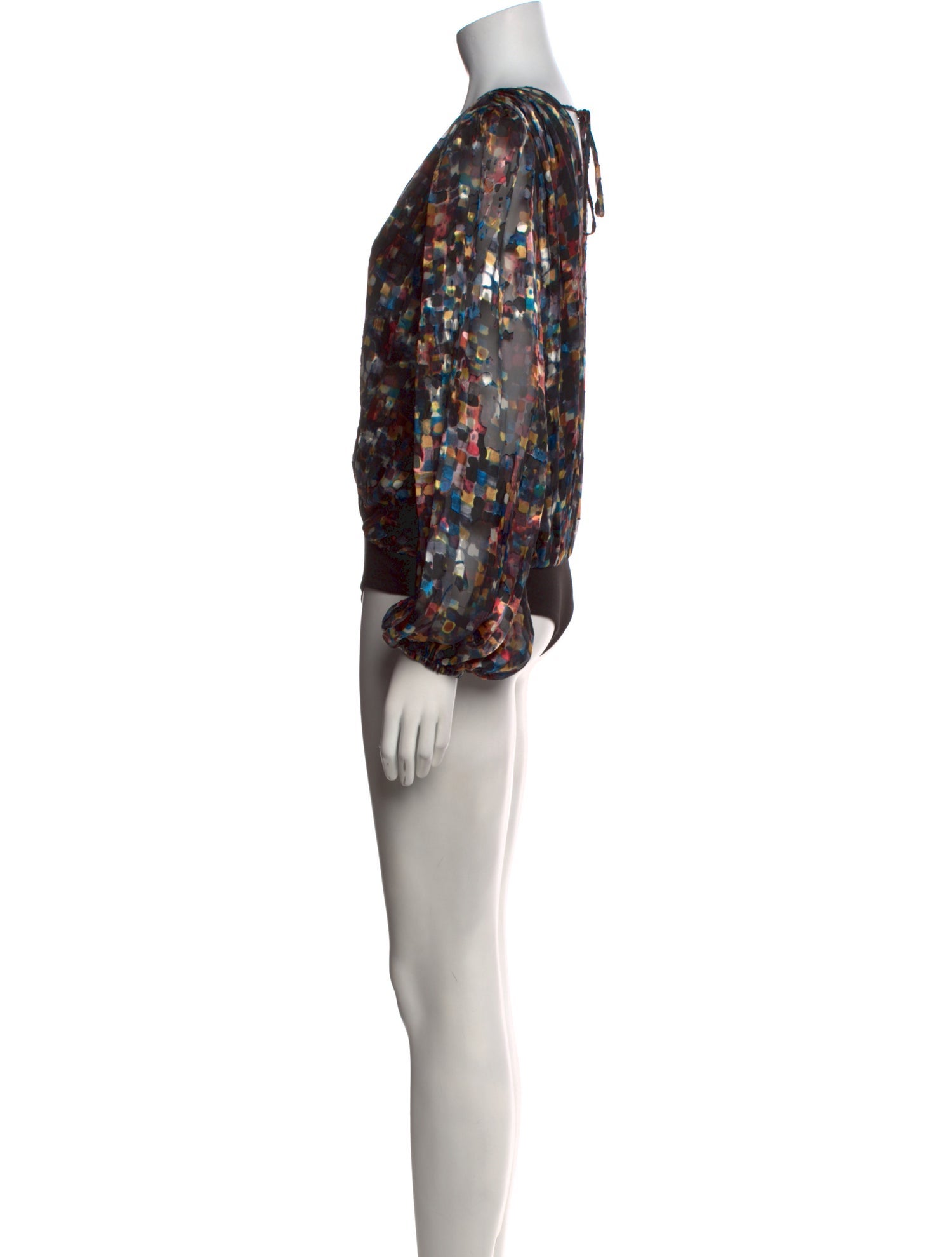 Ronny Kobo Floral Print V-Neck Bodysuit
