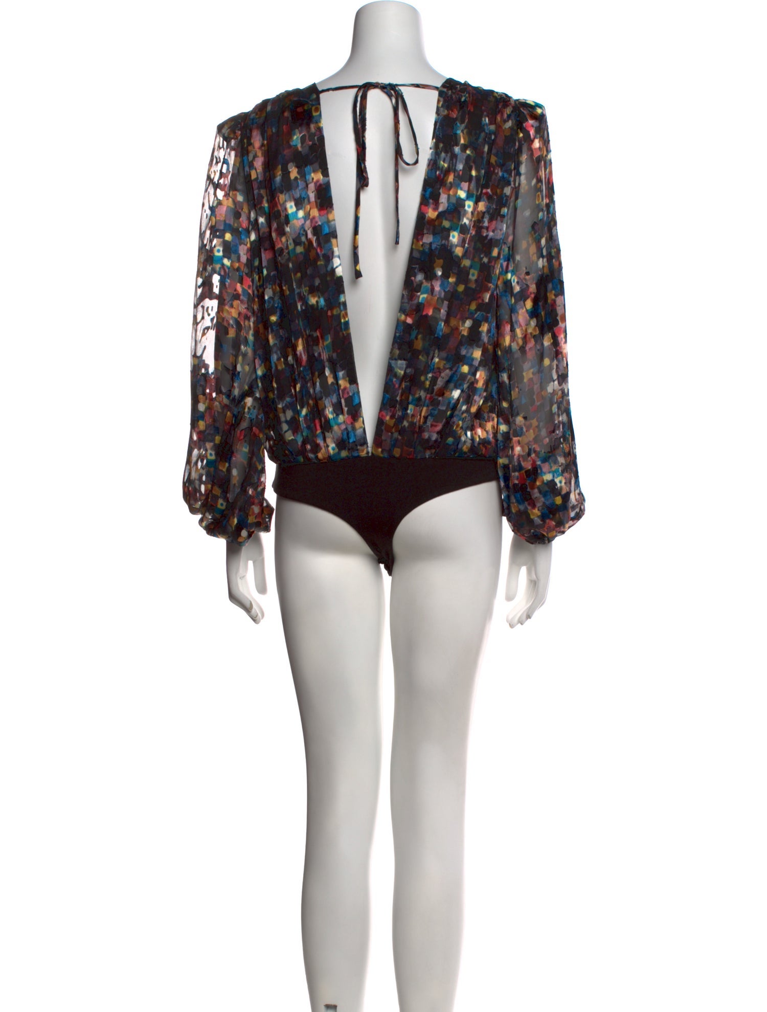 Ronny Kobo Floral Print V-Neck Bodysuit