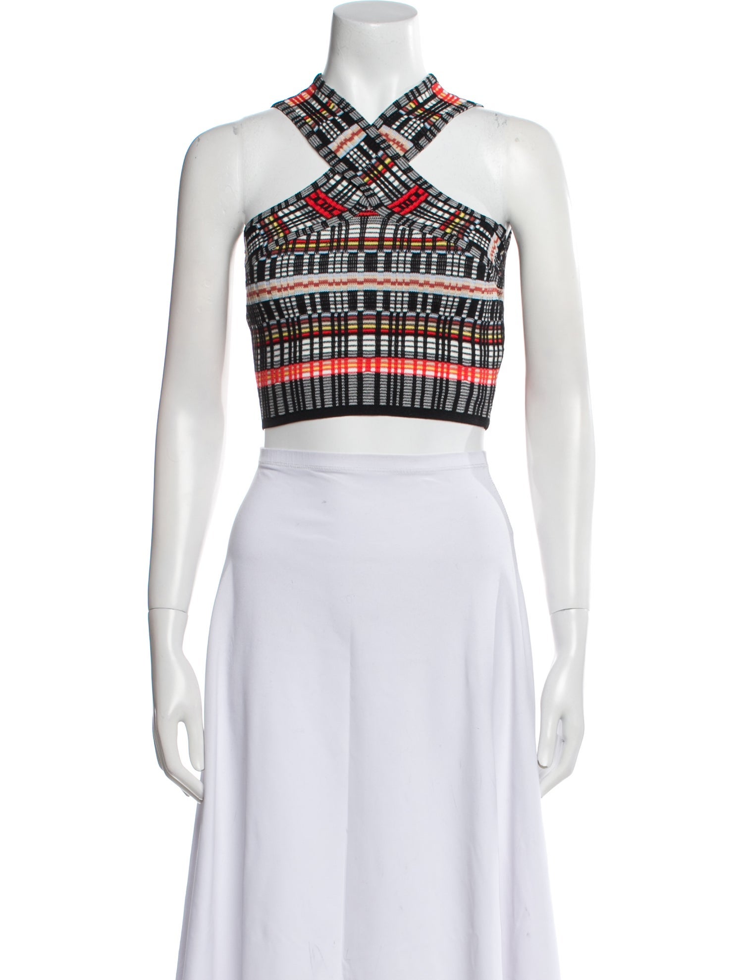 Ronny Kobo Printed Halterneck Crop Top