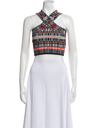 Ronny Kobo Printed Halterneck Crop Top