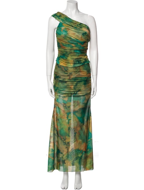 Ronny Kobo Tie-Dye Print Ruffle Embellishment Skirt Suit