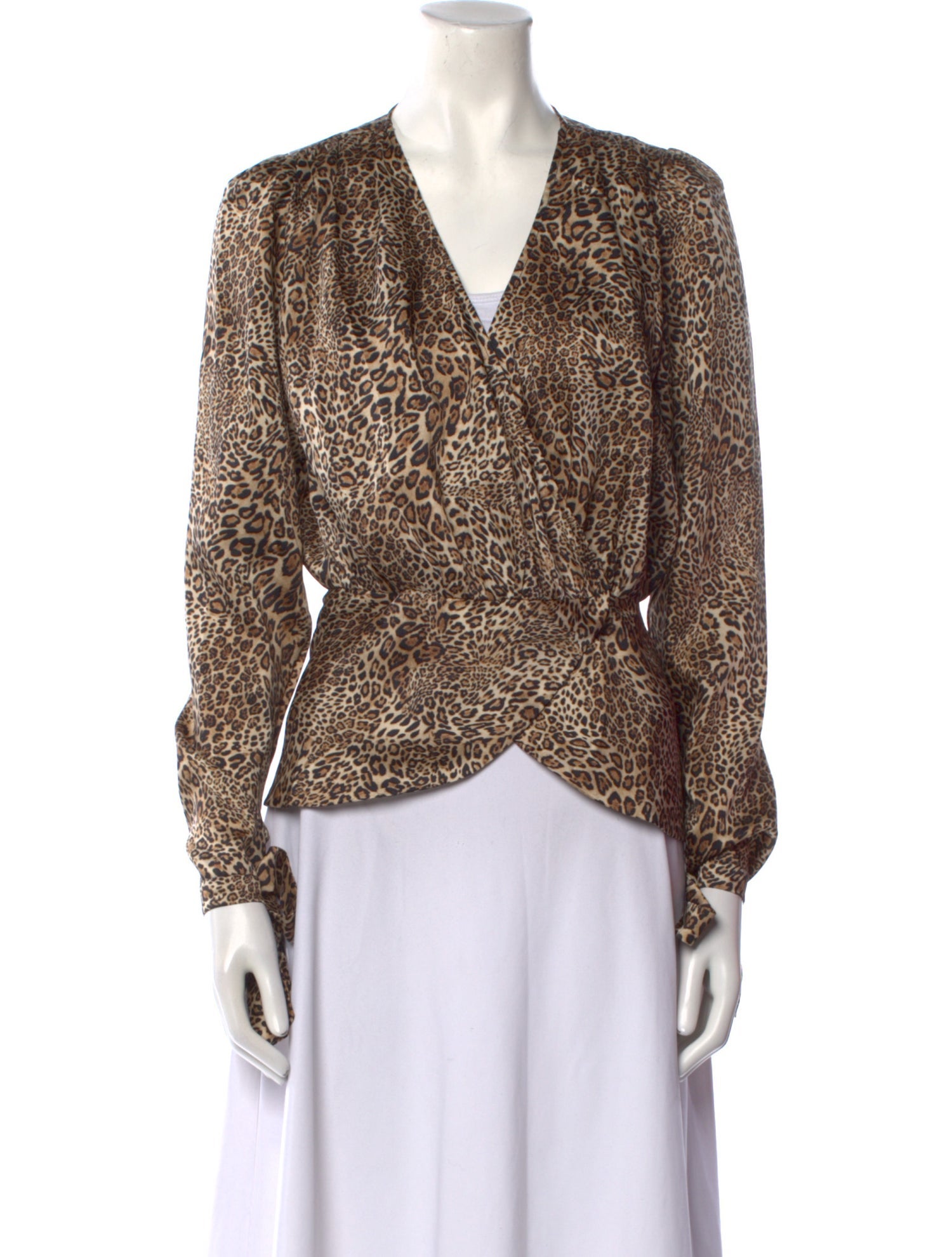 Ronny Kobo Animal Print V-Neck Blouse
