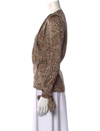 Ronny Kobo Animal Print V-Neck Blouse