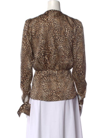 Ronny Kobo Animal Print V-Neck Blouse
