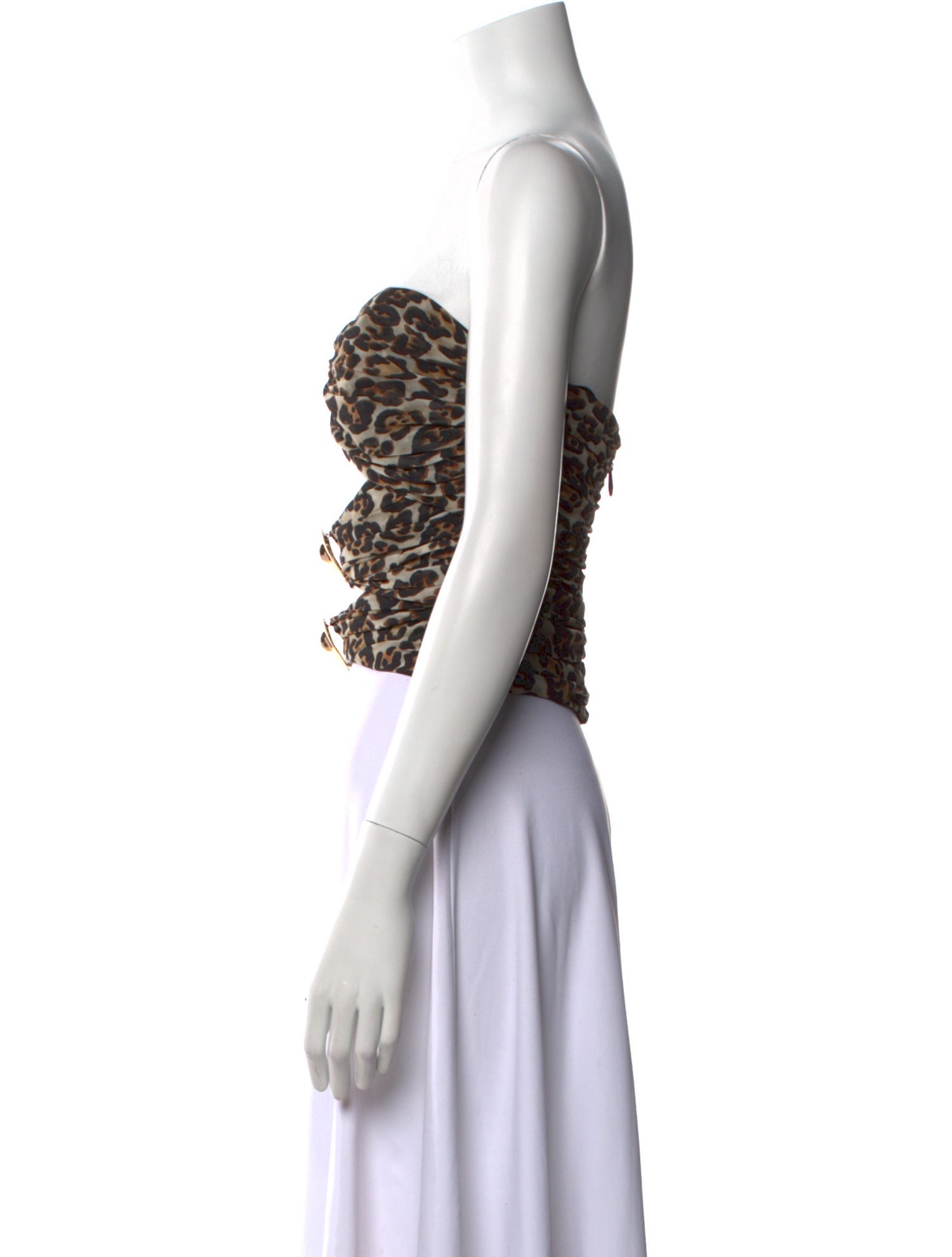 Ronny Kobo Animal Print Strapless Crop Top