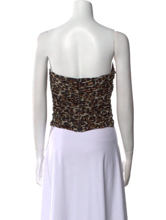 Ronny Kobo Animal Print Strapless Crop Top