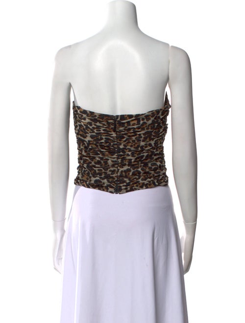 Ronny Kobo Animal Print Strapless Crop Top