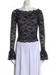 Ronny Kobo Lace Pattern Bateau Neckline Top