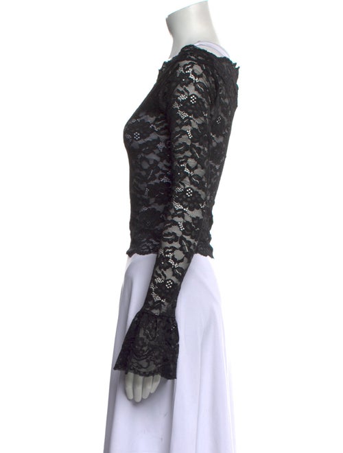 Ronny Kobo Lace Pattern Bateau Neckline Top