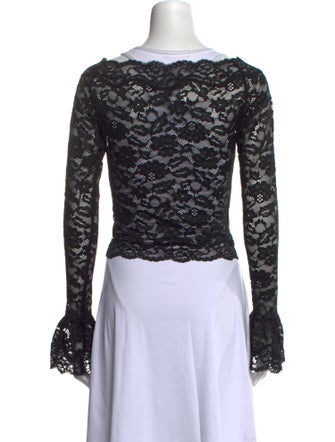 Ronny Kobo Lace Pattern Bateau Neckline Top