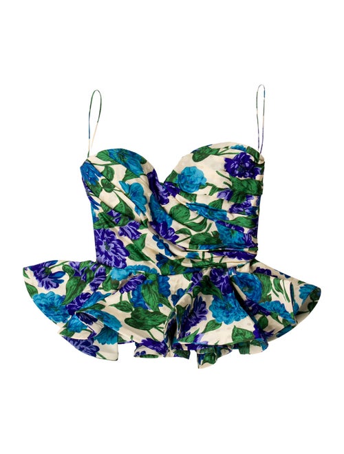 Ronny Kobo Floral Print Square Neckline Crop Top