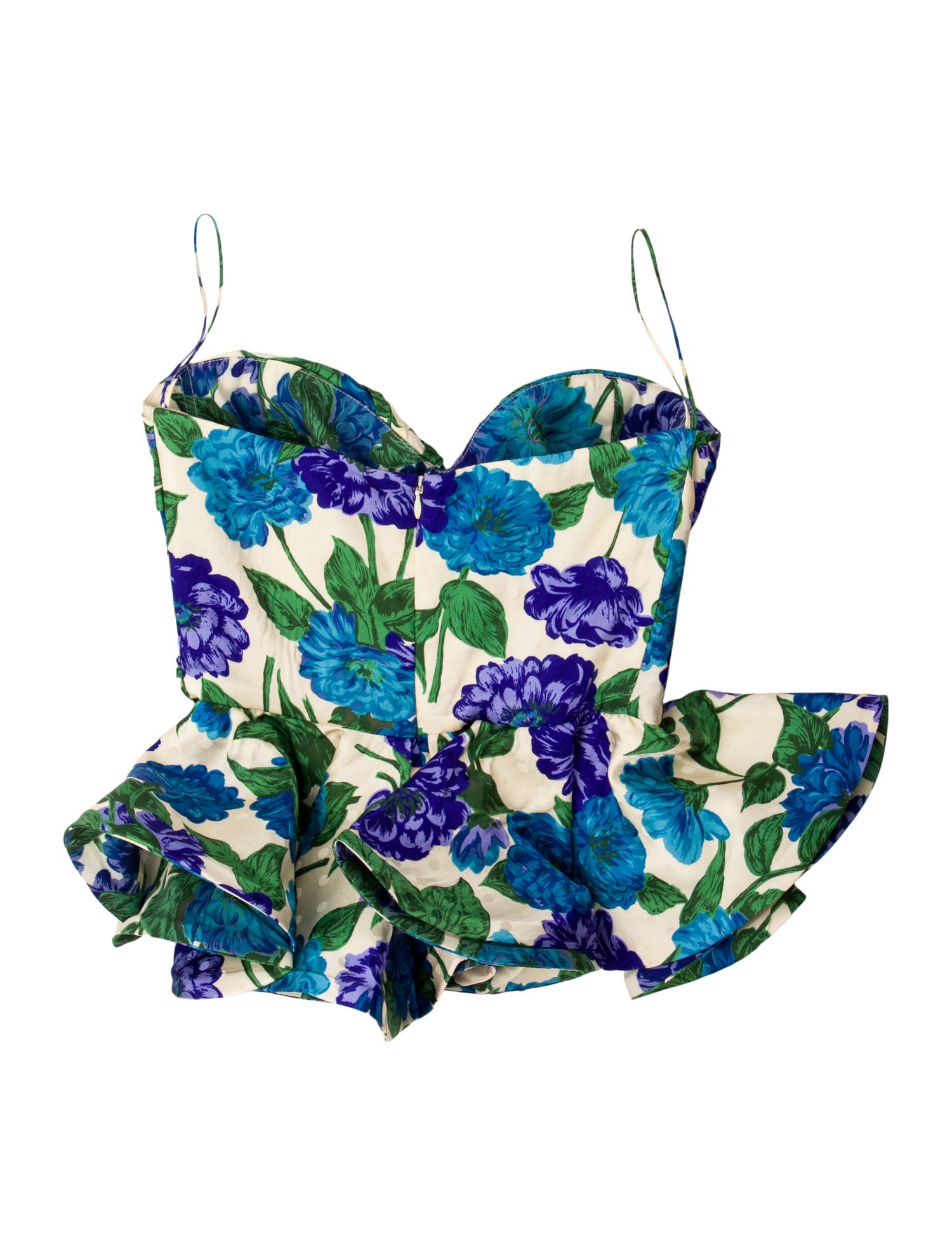 Ronny Kobo Floral Print Square Neckline Crop Top