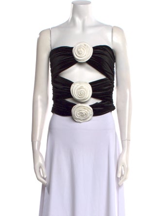 Ronny Kobo Printed Strapless Crop Top