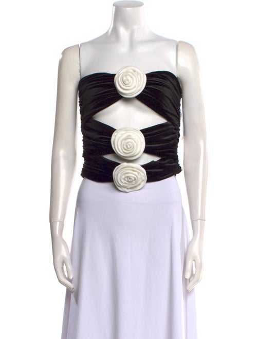 Ronny Kobo Printed Strapless Crop Top