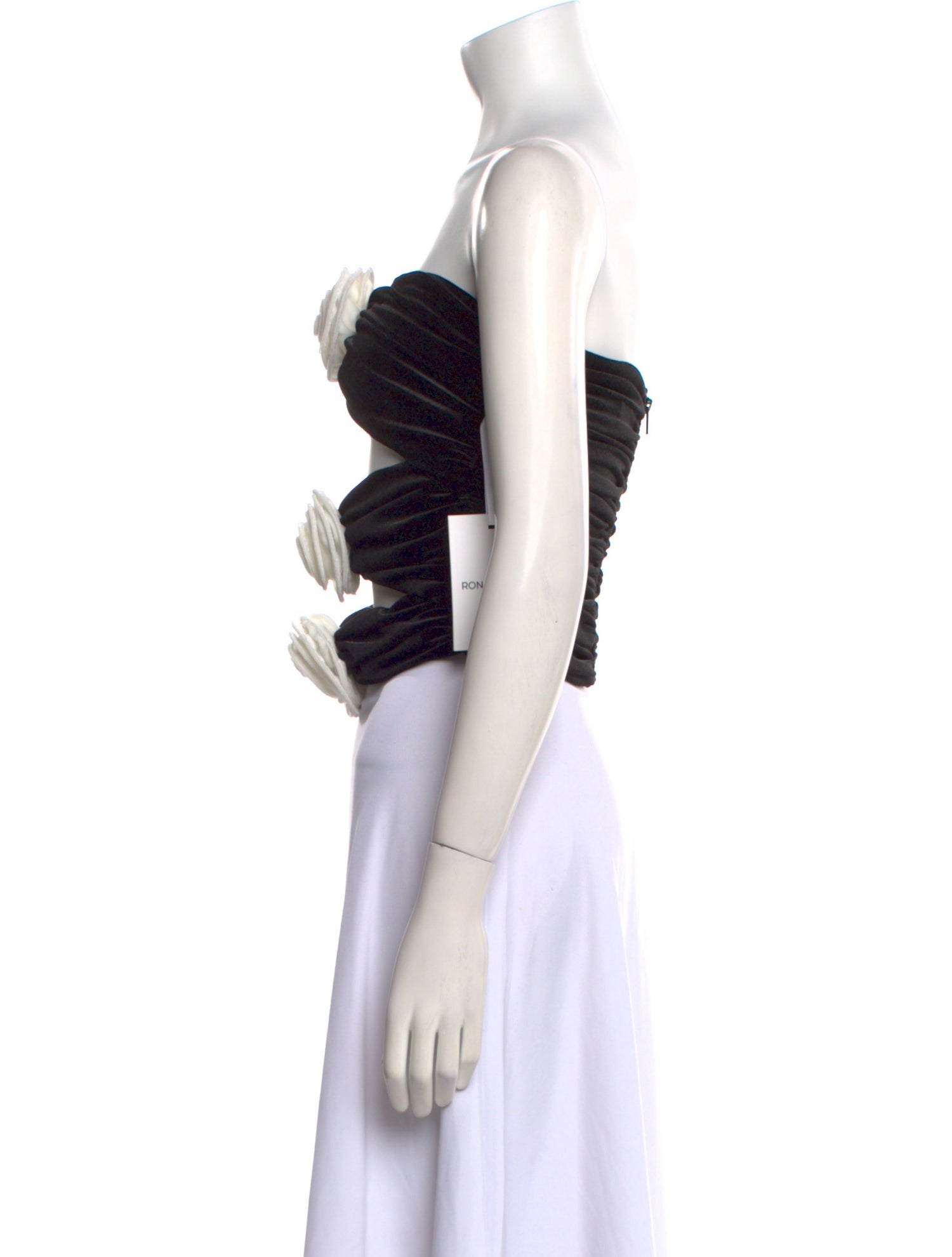 Ronny Kobo Printed Strapless Crop Top