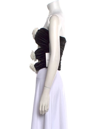 Ronny Kobo Printed Strapless Crop Top