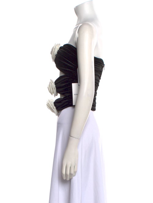 Ronny Kobo Printed Strapless Crop Top