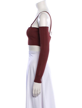 Ronny Kobo Square Neckline Long Sleeve Crop Top