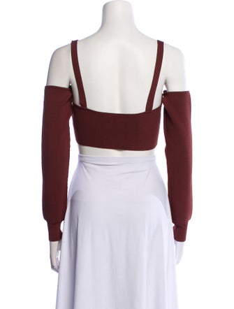 Ronny Kobo Square Neckline Long Sleeve Crop Top