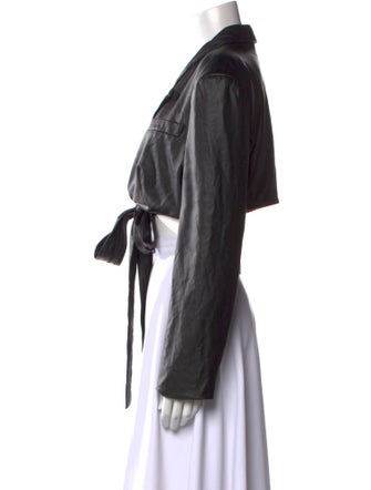 Ronny Kobo V-Neck Long Sleeve Crop Top