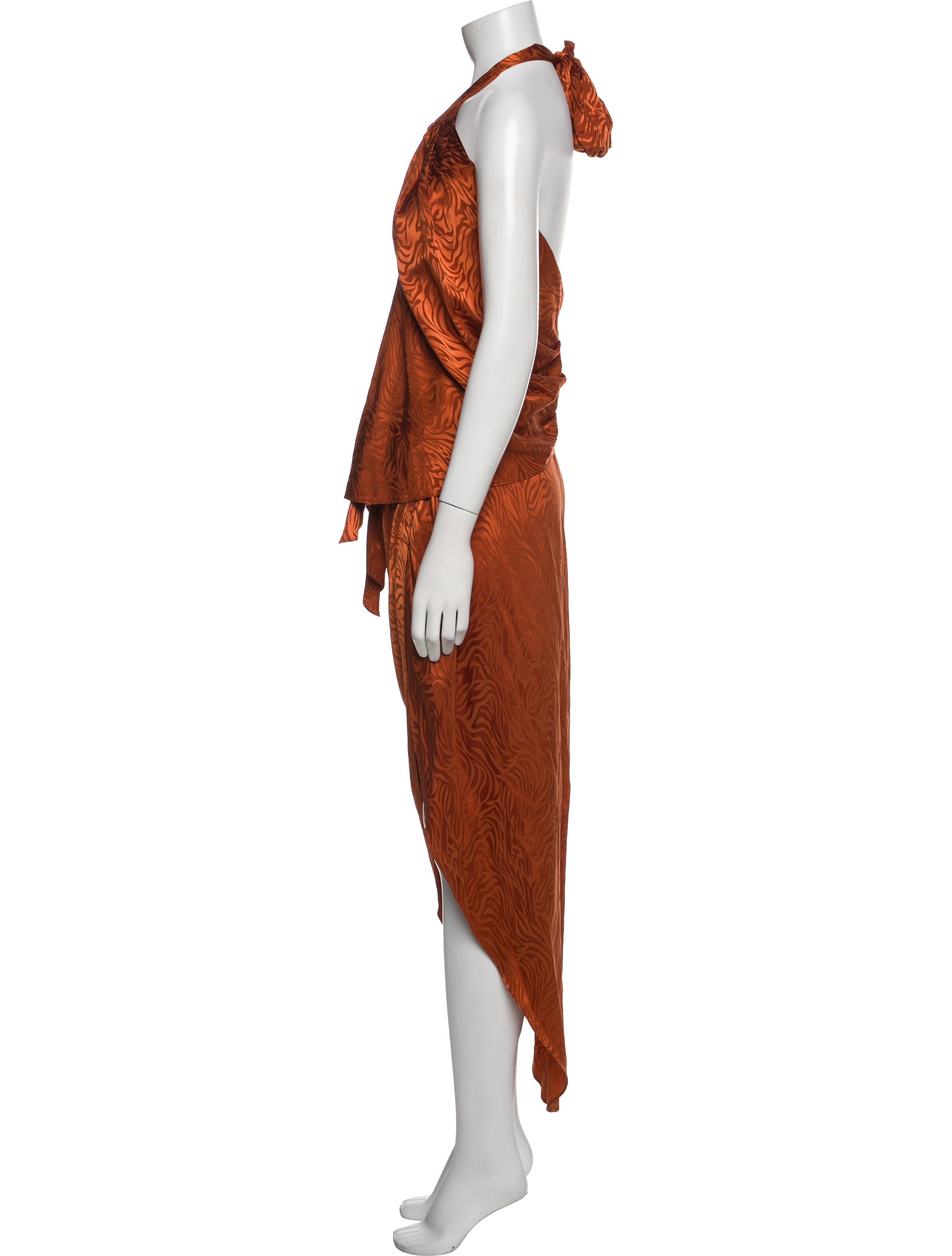 Ronny Kobo Silk Animal Print Skirt Set