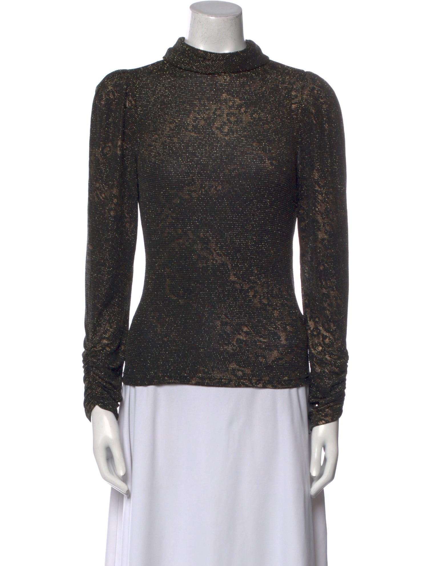 Ronny Kobo Printed Mock Neck Top