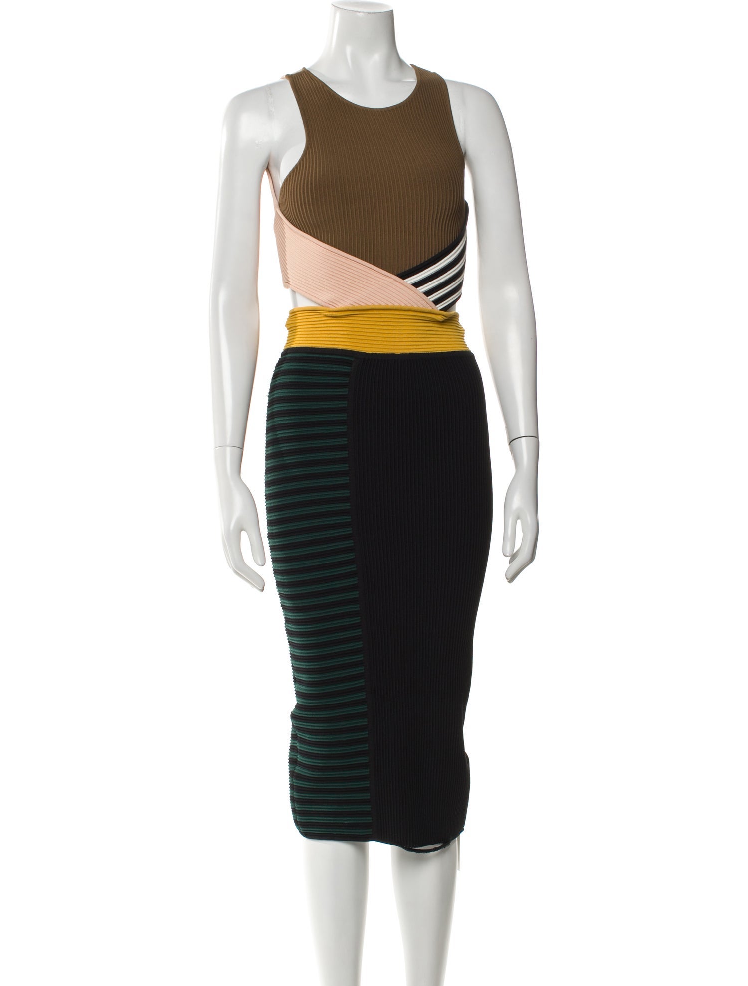 Ronny Kobo Striped Midi Length Dress