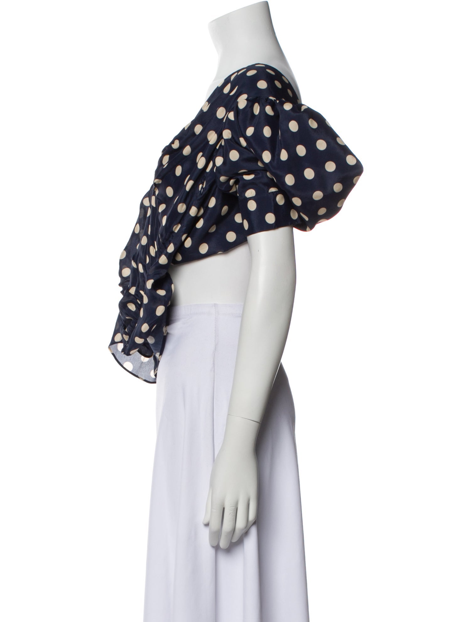 Ronny Kobo Polka Dot Print V-Neck Crop Top