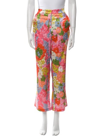 Ronny Kobo Floral Print Wide Leg Pants