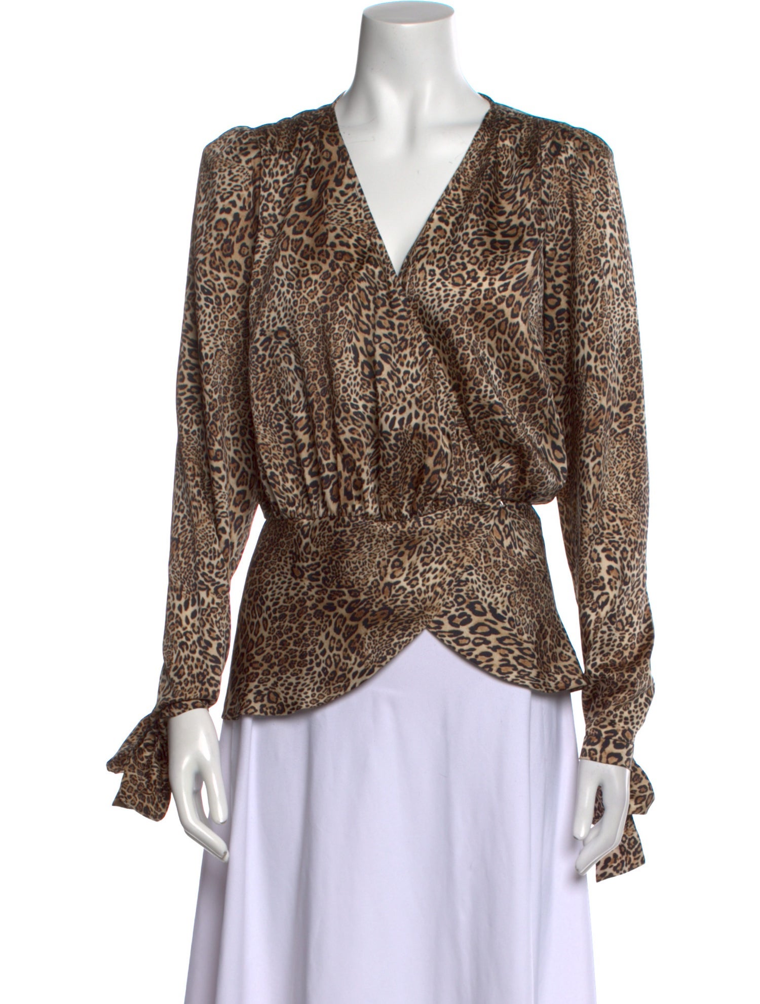 Ronny Kobo Animal Print V-Neck Blouse