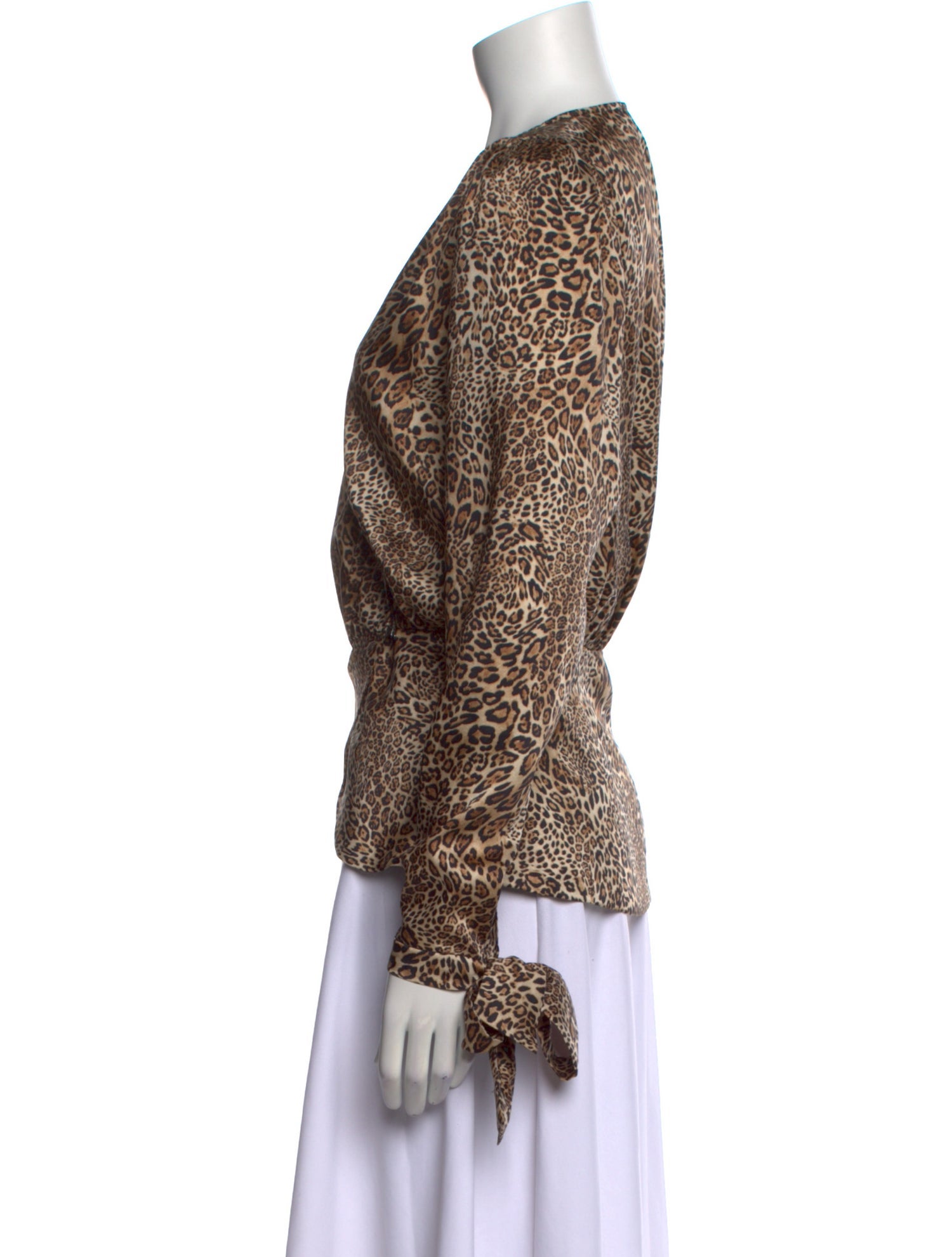 Ronny Kobo Animal Print V-Neck Blouse