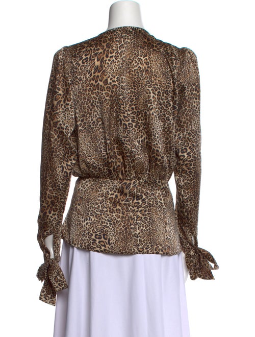 Ronny Kobo Animal Print V-Neck Blouse