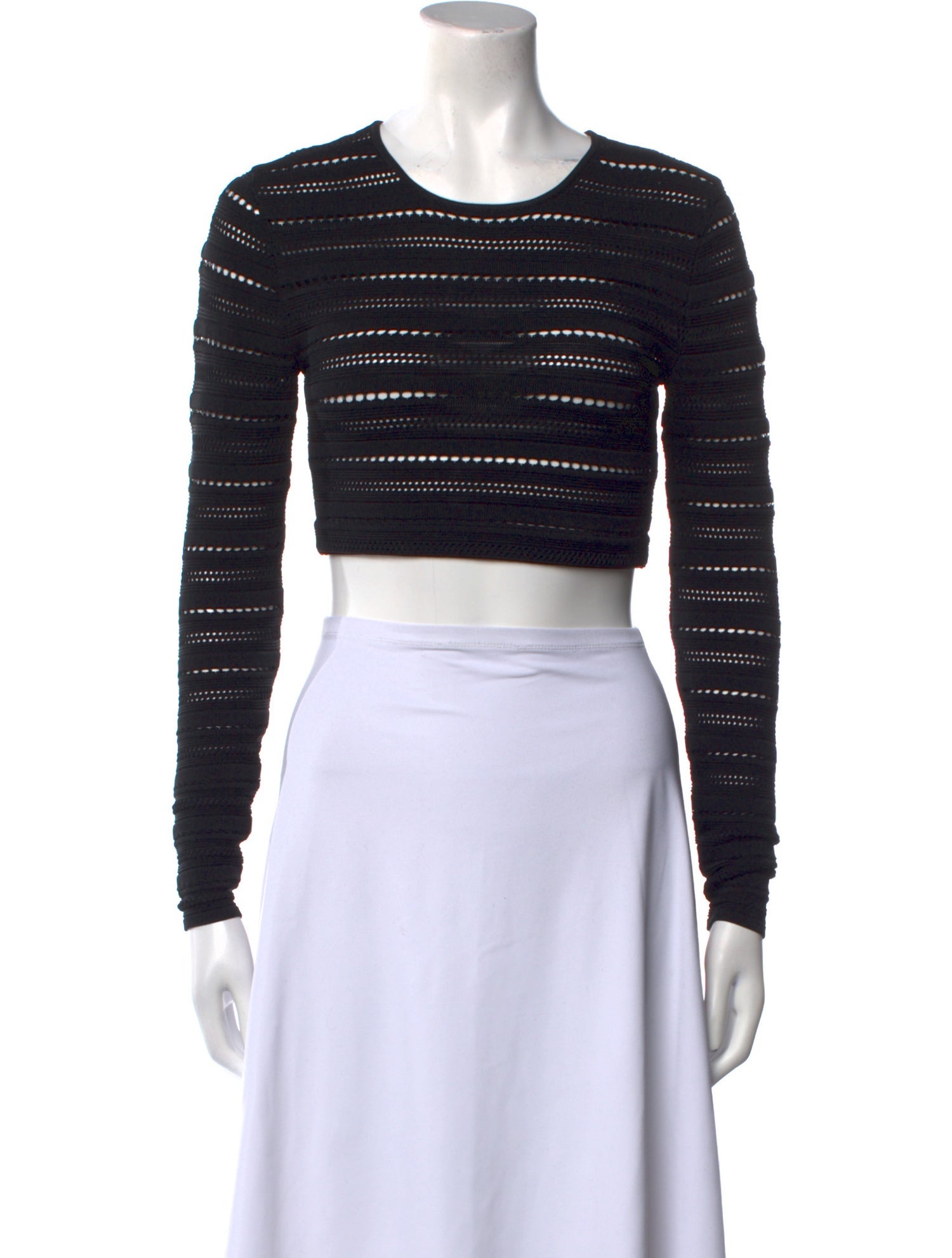 Ronny Kobo Crew Neck Long Sleeve Crop Top