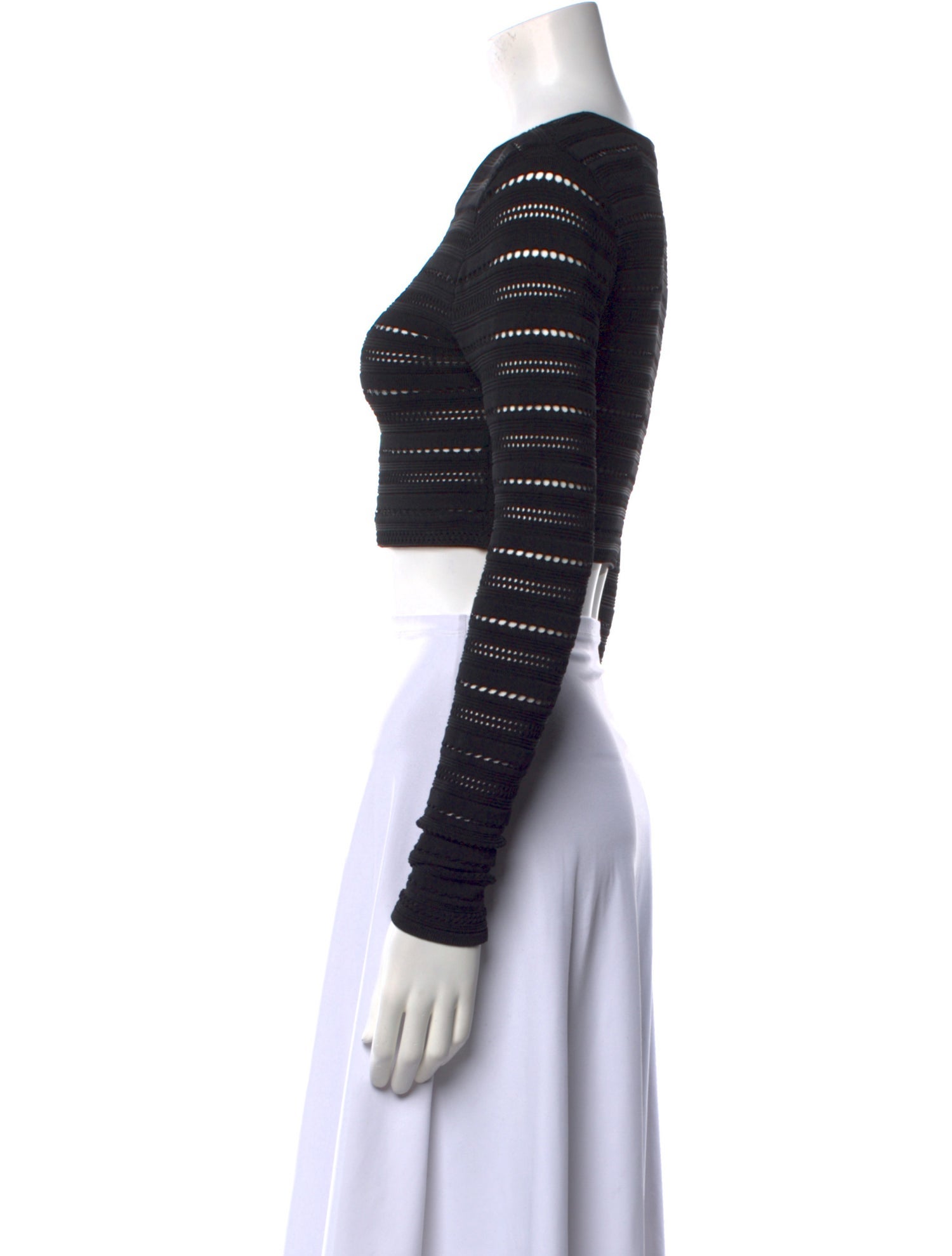 Ronny Kobo Crew Neck Long Sleeve Crop Top