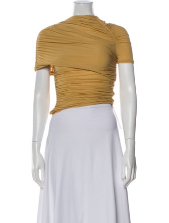 Ronny Kobo Mock Neck Short Sleeve Crop Top