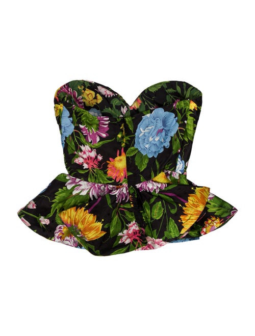 Ronny Kobo Silk Floral Print Crop Top