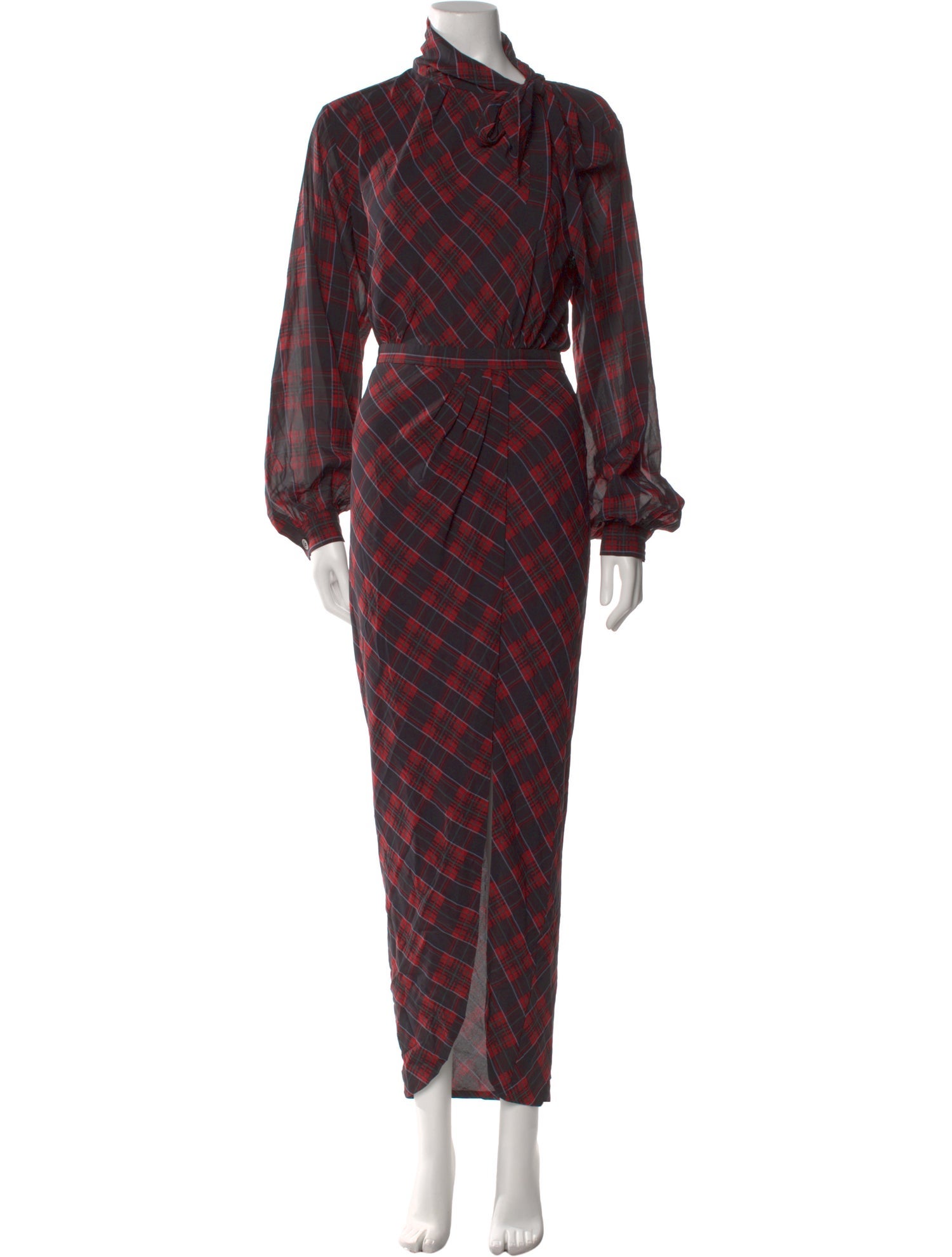 Ronny Kobo Plaid Print Long Dress