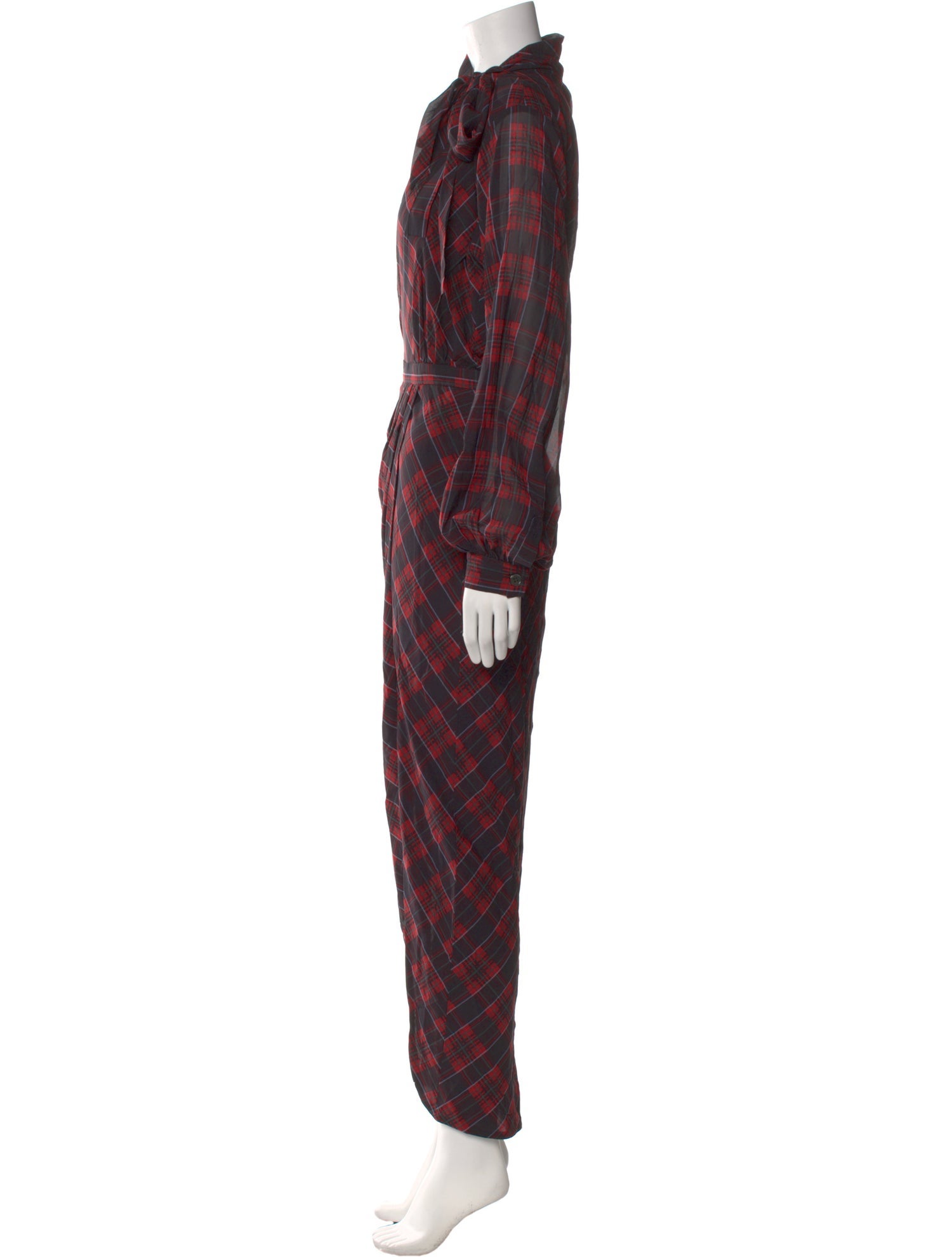 Ronny Kobo Plaid Print Long Dress